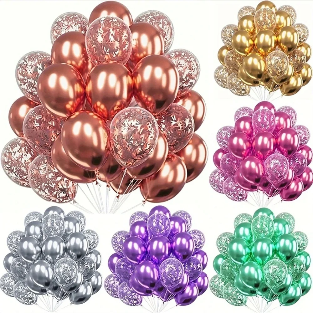 20pcs Rose Golf‎ Metallic Confetti Party Balloons Latex Balloons for Birthday